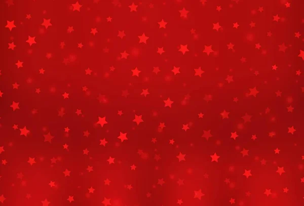 Светло Красный Векторный Фон Красивыми Снежинками Звездами Блестящая Красочная Иллюстрация — стоковый вектор