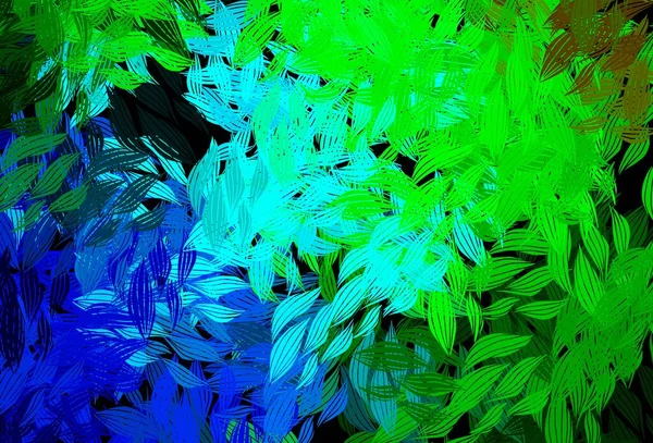 Темно Синий Зеленый Векторный Фон Листьями Сияющая Цветная Иллюстрация Листьями — стоковый вектор