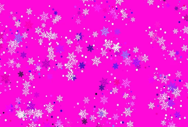 Licht Roze Vector Achtergrond Met Kerst Sneeuwvlokken Moderne Geometrische Abstracte — Stockvector