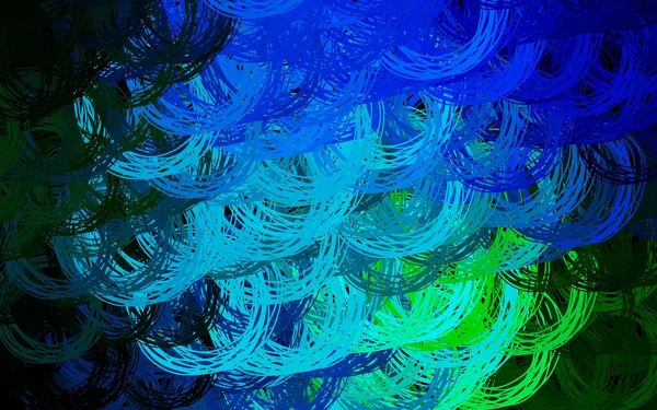 Azul Escuro Fundo Vetorial Verde Com Linhas Curvas Glitter Ilustração —  Vetores de Stock