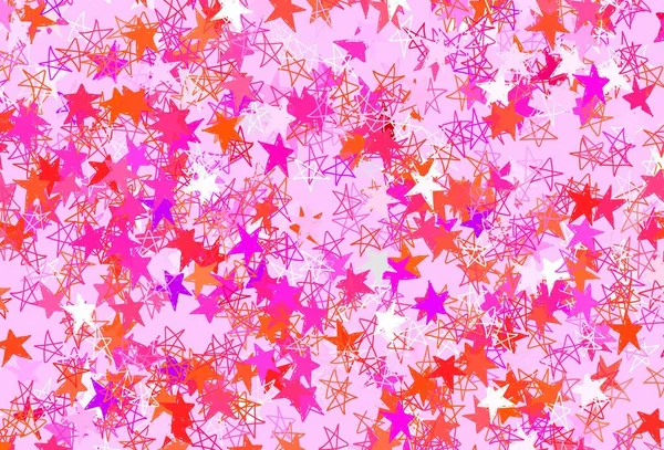 Rose Clair Motif Vectoriel Rouge Avec Étoiles Noël Illustration Brillante — Image vectorielle