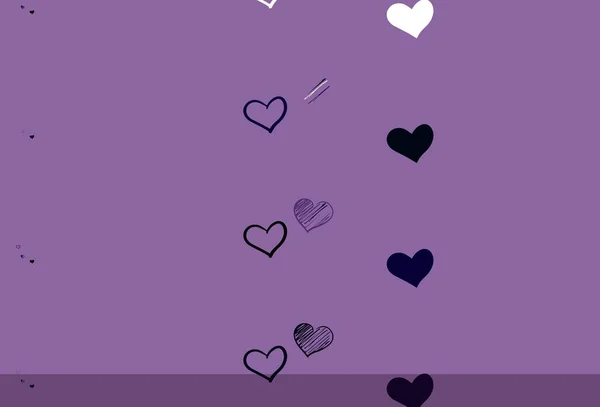 Light Purple Vector Template Doodle Hearts Decorative Design Hearts Simple — Stock Vector