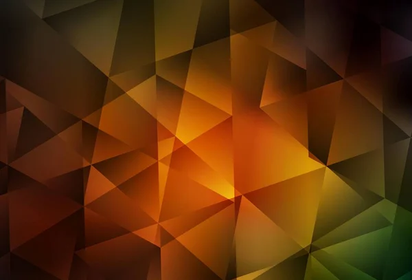 深绿色 黄色矢量多边形抽象背景 闪烁着抽象的图解与优雅的三角形 你设计的三角形图案 — 图库矢量图片