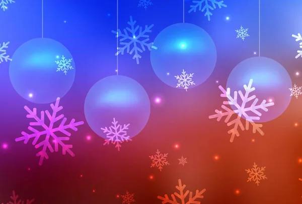 Ανοιχτό Μπλε Κόκκινο Διανυσματικό Φόντο Στυλ Χριστούγεννα Εικονογράφηση Πολύχρωμες Νιφάδες — Διανυσματικό Αρχείο