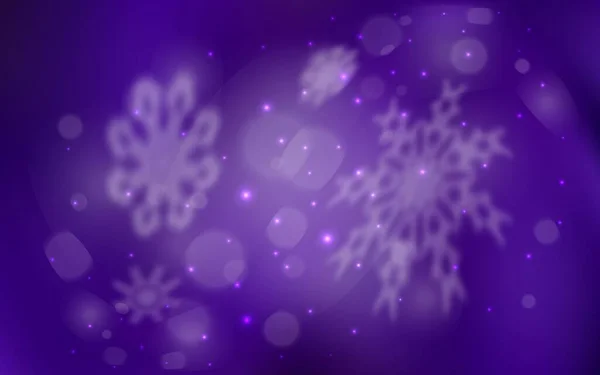 暗紫色矢量背景 有圣诞雪花 闪烁着冰晶的抽象图解 该模板可用作新年背景 — 图库矢量图片