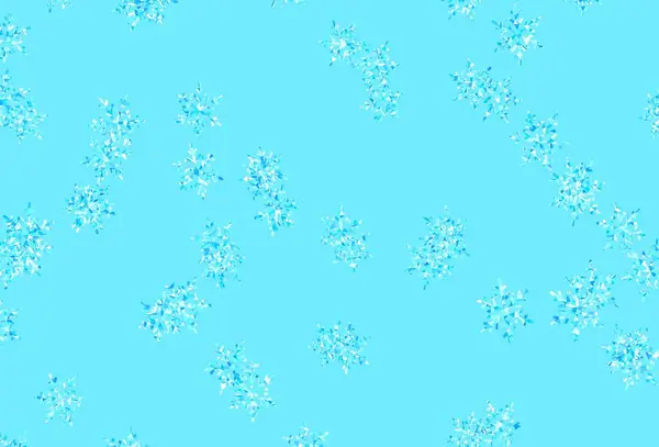 Luz Azul Vector Fondo Con Hermosos Copos Nieve Estrellas Ilustración — Vector de stock