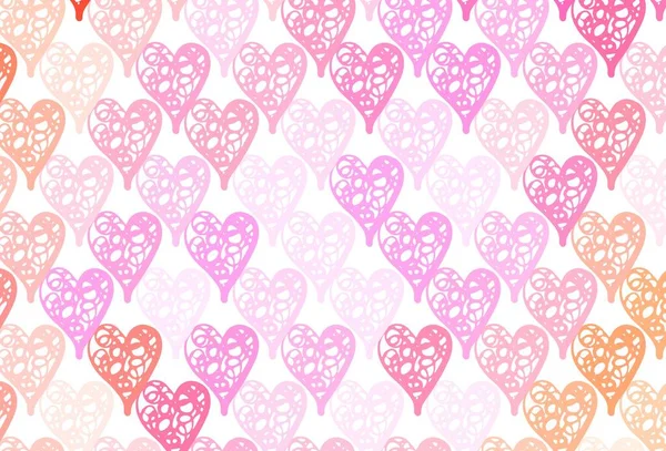 Rosa Claro Fondo Vector Amarillo Con Corazones Ilustración Brillante Con — Vector de stock