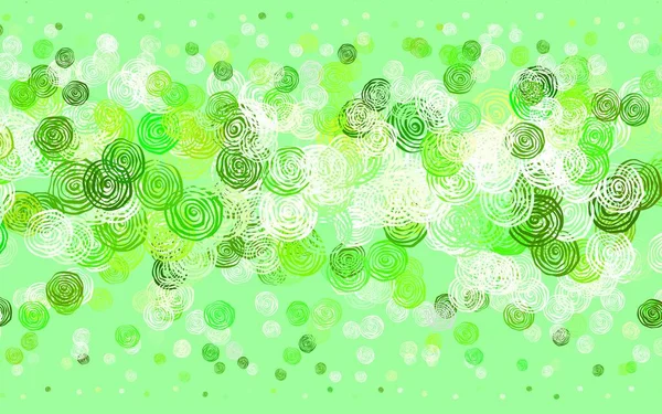 Luz Verde Vetor Doodle Textura Com Rosas Ilustração Colorida Estilo — Vetor de Stock
