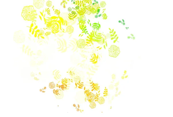 Світло Зелений Жовтий Векторний Каракулевий Фон Листям Скетчі Каракулі Листям — стоковий вектор