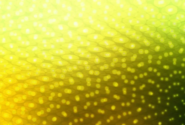 Hellgrünes Gelbes Vektormuster Mit Kugeln Unscharfe Blasen Auf Abstraktem Hintergrund — Stockvektor