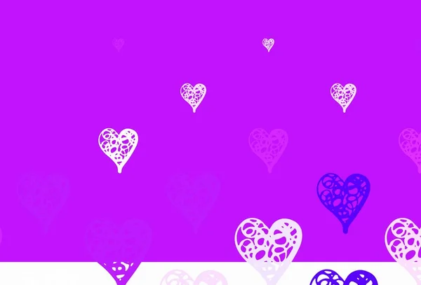 Светло Фиолетовый Векторный Фон Сердцами Shining Декоративный Дизайн Сердечками Простом — стоковый вектор