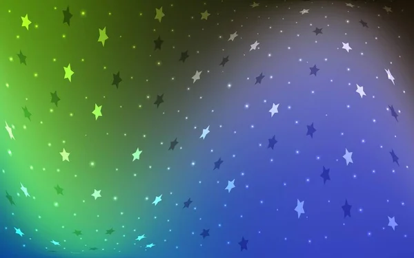 ライトブルー 大小の星で緑のベクトルカバー 星とシンプルなスタイルで輝く装飾的なデザイン 贈り物を包むのに使うことができます — ストックベクタ