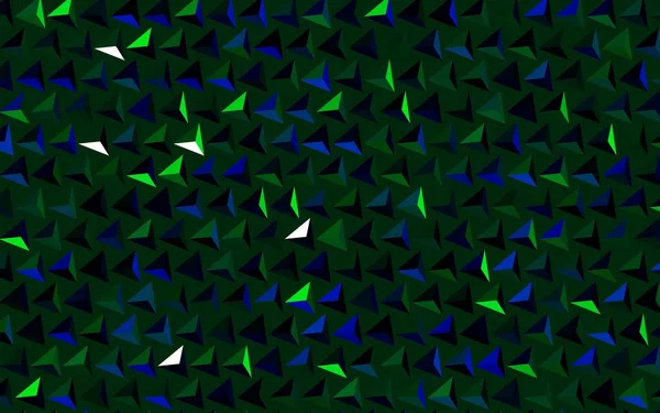 Koyu mavi, yeşil vektör arkaplan, çizgiler, üçgenler. Renkli üçgenlerin olduğu bir resim. Bir cep telefonu için arka plan.