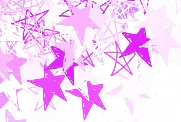 ライトパープル クリスマススターとピンクベクトルパターン 抽象的なテンプレート上の星と装飾的な輝くイラスト 未来的な広告 小冊子のパターン — ストックベクタ