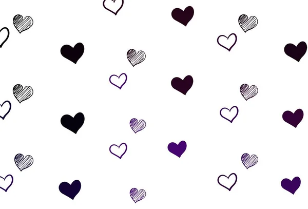 Texture Vectorielle Violet Clair Avec Beaux Cœurs Coeurs Sur Fond — Image vectorielle