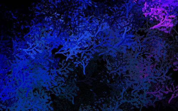 Rosa Oscuro Patrón Garabatos Vector Azul Con Árboles Ramas Ilustración — Archivo Imágenes Vectoriales
