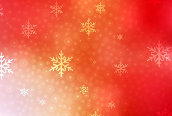 Светло Красный Желтый Вектор Искушают Плотоядном Стиле Иллюстрация Красочными Снежинками — стоковый вектор