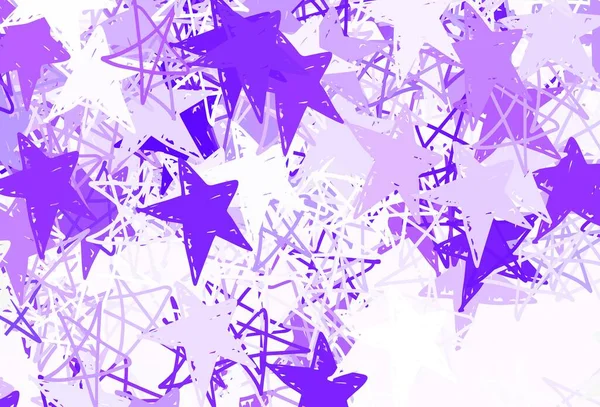 Fondo Vector Púrpura Claro Con Estrellas Pequeñas Grandes Ilustración Abstracta — Vector de stock