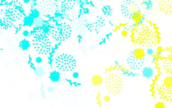 Açık mavi, çiçekli yeşil vektör karalama arkaplanı. Çiçekli soyut çizimler. İş tasarımınız için yepyeni bir tarz.