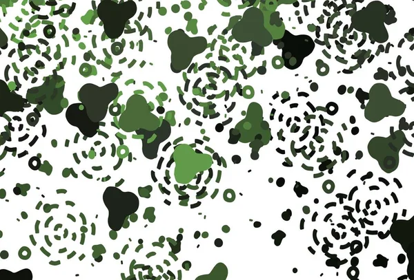 Memphis şekilli açık yeşil vektör arkaplanı. Modern tarzda değişen renkli kaotik formlar. Duvar kağıtları için zarif tasarım.