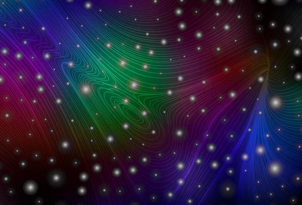 Темний Багатобарвний Векторний Візерунок Сферами Кривими Барвисті Ілюстрації Геометричним Дизайном — стоковий вектор