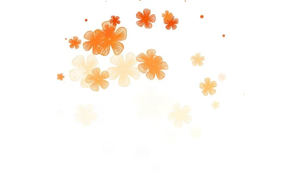 Luz Naranja Patrón Garabato Vector Con Flores Ilustración Colorida Estilo — Archivo Imágenes Vectoriales