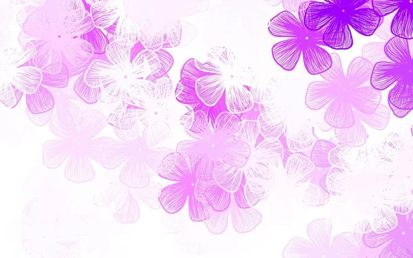 Světle Fialové Vektorové Čmáranice Pozadí Květinami Doodle Ilustrace Květin Stylu — Stockový vektor