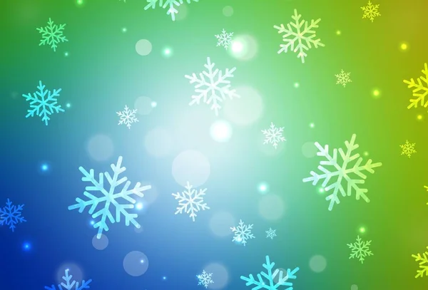 Açık Mavi Yeni Yıl Tarzında Yeşil Vektör Düzeni Noel Özellikleriyle — Stok Vektör