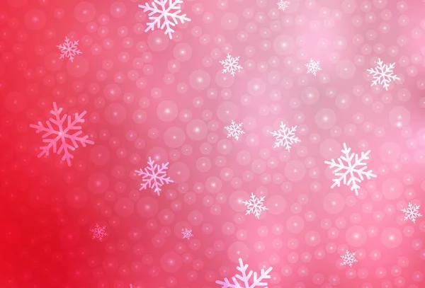 假日风格的浅红色矢量背景 五彩缤纷的图画与雪和新年的圣诞球 图书横幅的图案 — 图库矢量图片
