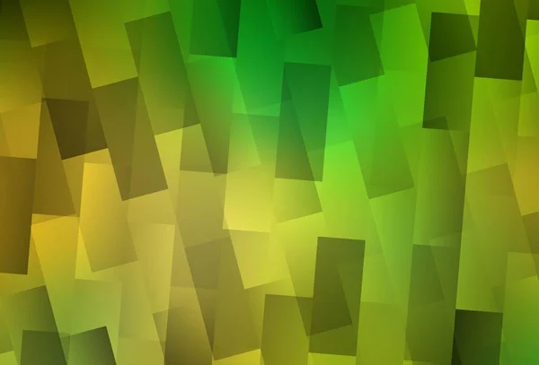 Светло Зеленый Желтый Векторный Узор Квадратном Стиле Прямоугольники Абстрактном Фоне — стоковый вектор