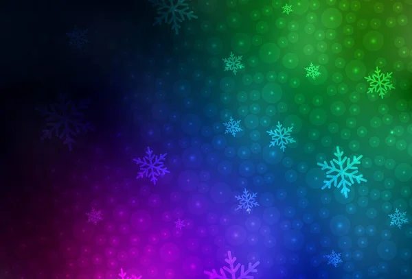 Dunkler Mehrfarbiger Vektorhintergrund Xmas Stil Design Weihnachtsstil Mit Weihnachtskugeln Schneeflocken — Stockvektor