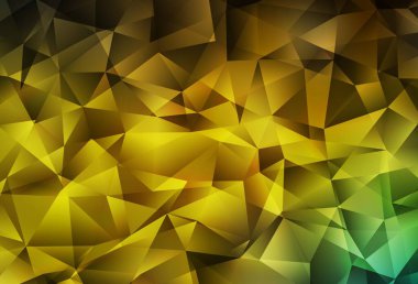 Koyu yeşil, sarı vektör üçgen çizim. Üçgenli modern soyut çizim. Broşürünüz için yepyeni bir tasarım..