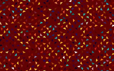 Beyaz zemin üzerinde küçük üçgenlerin koyu çok renkli vektörü. Üçgenlerin soyut dokusunun tasviri. Pankart, poster ve kapak için desen tasarımı.
