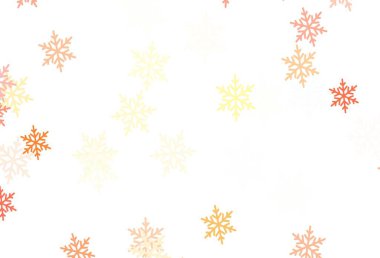 Açık kırmızı vektör arka planı, güzel kar taneleri, yıldızlar. Yılbaşı tarzında kar yağan rengarenk bir tasvir. Yeni yıl reklamı için tasarım, kitapçıklar.