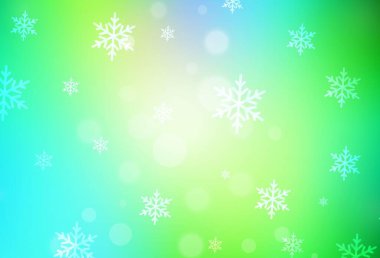 Açık mavi, yeşil vektör arkaplanı tatil tarzında. Noel özellikleriyle basit bir gradyan çizimi. Okul ve dil bilgisi siteleri için desen.