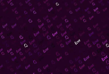 Renkli kalpleri olan koyu pembe vektör deseni. Kalpli basit bir dekoratif tasarım. Sevgililer günü ilanı ve kitapçıkları için bir model..