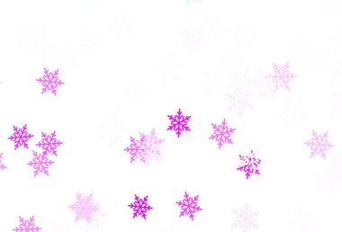 Açık pembe, buz taneli mavi vektör şablonu, yıldızlar. Karlı Xmas tarzında renkli dekoratif tasarım. Yeni Yıl broşürleri için temel bölüm.