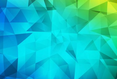 Açık mavi, yeşil vektör çokgen şablonu. Çokgen soyut çizim ve gradyan. Cep telefonunun arka planının şablonu.