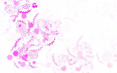 Açık Mor, çiçekli pembe vektör soyut arkaplan ve çiçekli yeni renkli illüstrasyon. Web siteniz için Doodle tasarımı.