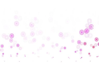 Küreli açık pembe vektör deseni. Parlak renkli soyut çemberlerin olduğu bir resim. Marka kitabınız için yeni şablon.