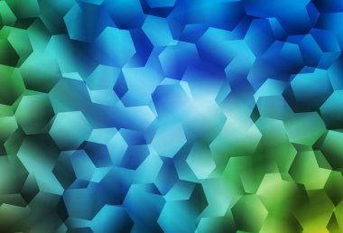 Açık mavi, yeşil vektör düşük polimerli doku. Çokgen şekilli bir örnek. Web siteniz için çokgen tasarım.