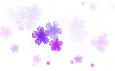 Açık mavi, çiçekli kırmızı vektör soyut tasarımı. Çiçekli yepyeni renkli bir illüstrasyon. Duvar kağıtları, boyama kitapları için desen.