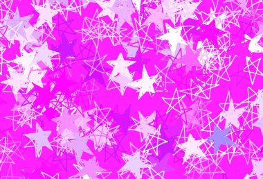 Parlak yıldızlı açık pembe vektör düzeni. Yıldızlı parlak renkli illüstrasyon. İş ilanınız için akıllı tasarım.