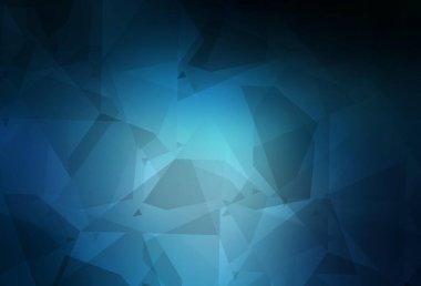 Soyut çokgen içeren koyu mavi vektör arkaplan. Soyut gradyan şekilli basit renkli çizimler. Duvar kağıtları için zarif tasarım.