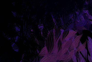 Koyu mor renkli, yaprakları olan zarif bir şablon. Hint tarzı yapraklı bulanık dekoratif tasarım. Web ve broşürler için elle boyanmış tasarım.