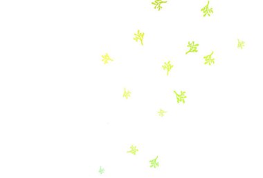 Açık yeşil, sarı vektör karalama şablonu ve dalları. Yapraklar ve dallarla gösterişli soyut çizimler. Marka kitabınız için yeni şablon.