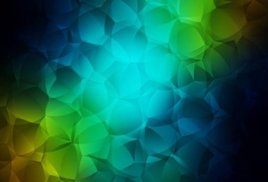 Koyu mavi, kaotik şekilli sarı vektör şablonu. Soyut tarzda rengarenk gradyan şekilleri olan bir resim. Bir cep telefonu için arka plan.