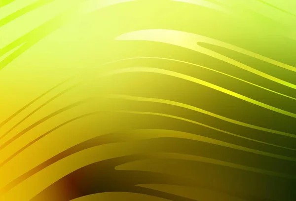 Світло Зелений Жовтий Векторний Фон Вигнутими Лініями Кругова Абстрактна Ілюстрація — стоковий вектор