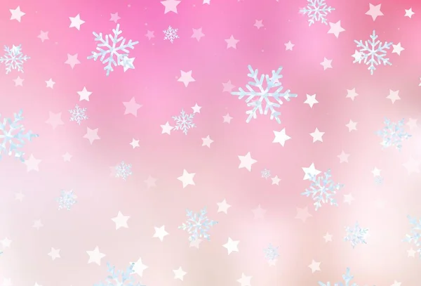 Светло Розовая Желтая Векторная Текстура Цветными Снежинками Звездами Современная Геометрическая — стоковый вектор