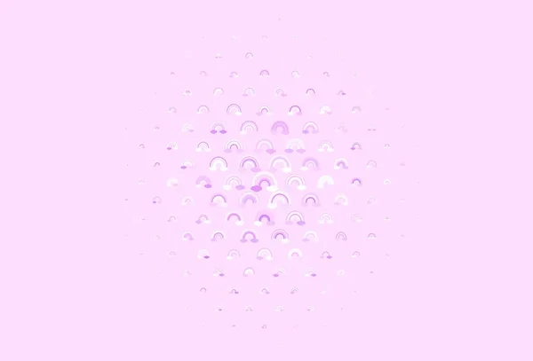 Светло Фиолетовый Векторный Фон Радугами Облаками Красочные Символы Красочной Радуги — стоковый вектор